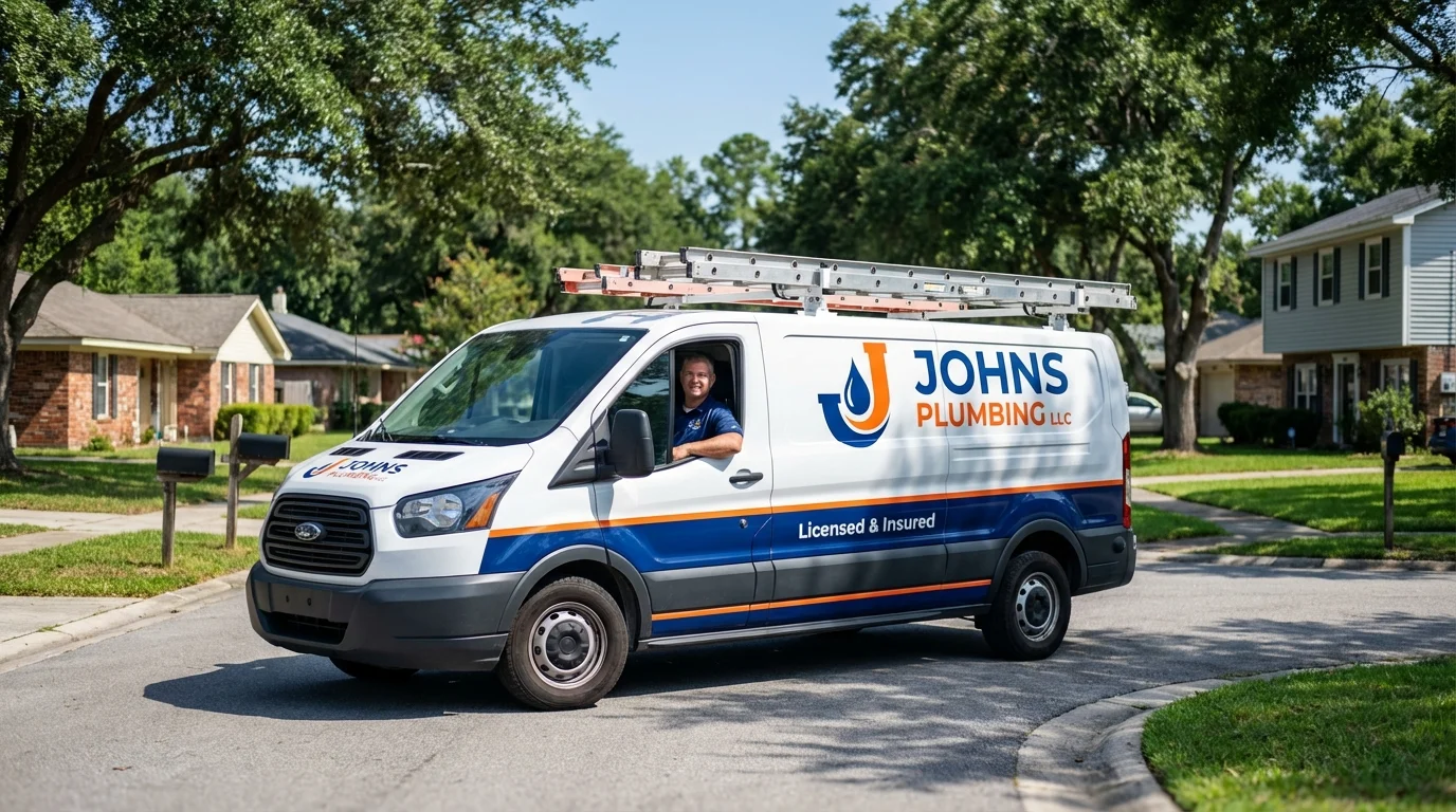 Johns Plumbing LLC service van in Greenfield, CA